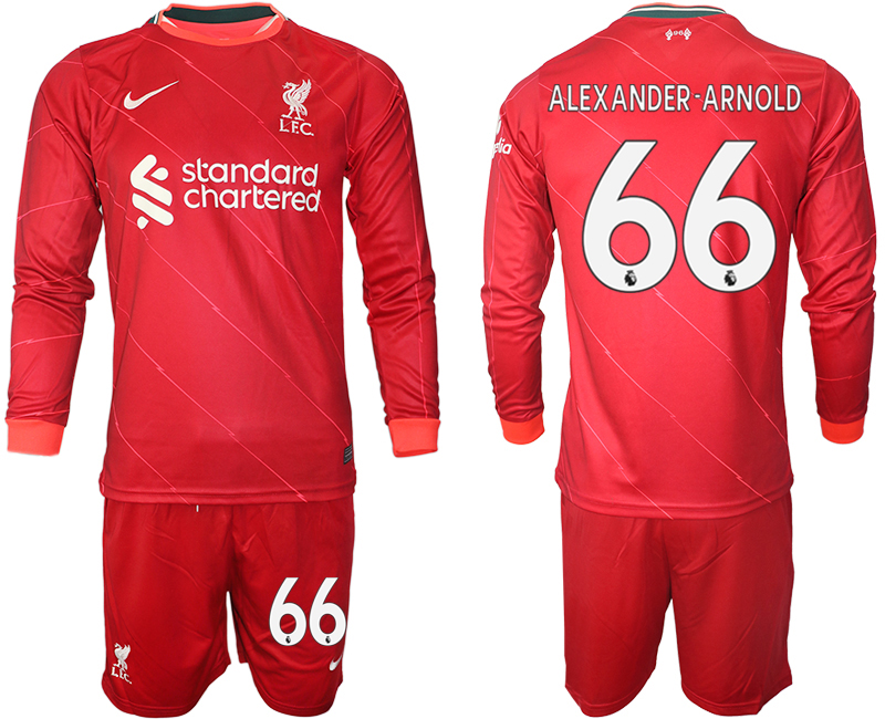 Men 2021-2022 Club Liverpool home red Long Sleeve #66 Soccer Jersey